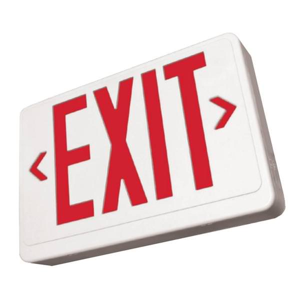 Exit - Red Letter - Dual Face - Battery Backup - 120/277V - VEX REMOTE Series | Barron LED Exit Sign (Barron VEX-U-BP-WB-WH 00000)