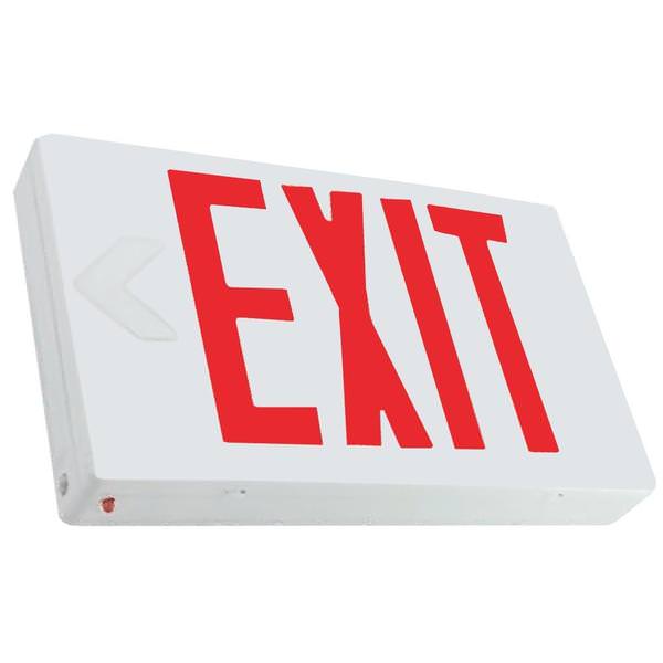 Exit - 120/277 volt - Red Letter -Thermoplastic - Dual Face - Battery Backup - LED - VEX Series |Barron LED Exit Sign (Barron VEX-U-BP-WB-WH-G2 00002)