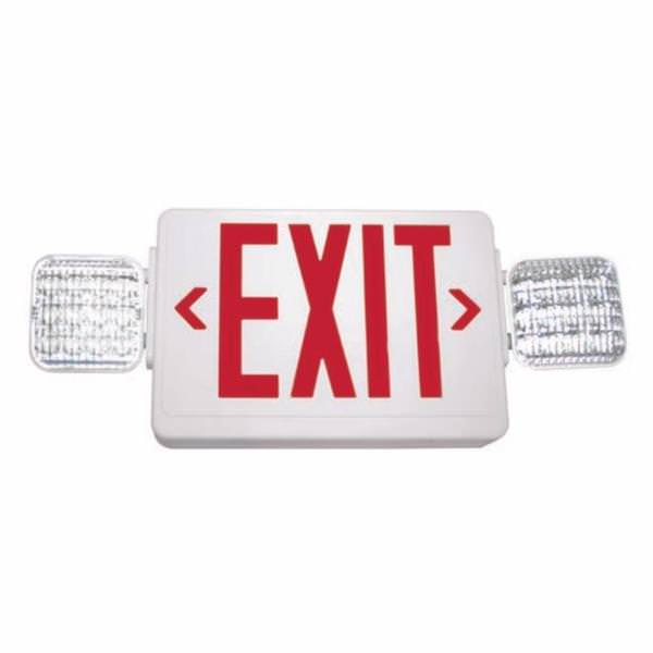 2.2 watt - 120/277 volt - LED - White Housing / Red Letters - Universal Exit Face - Self-Diagnostics - Thermoplastic  | Barron Combination Exit Light (Barron VLED-U-WH-EL90-G2 01600)