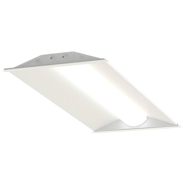 2' x 4' - 29 watt - 100/277 volt - 3,500K - Neutral White - White - Dimmable | Eiko LED Troffer Rhodium Fixture with Integrated Emergency Battery Back-up (Eiko XATRF24-H35KUX4Y-EM 20116)