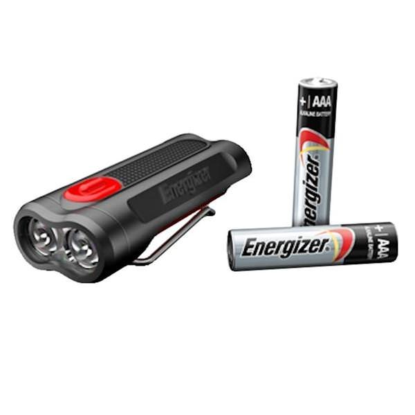 Black & Red Button - 85 Lumen - LED - White Light - Cap Light | Energizer Flashlight (2 AAA Batteries Included) (Energizer ENCAP22E  LED CAP LIGHT 12730)