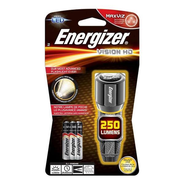 Metallic - Vision HD - Performance - 250 lumens - MaxViz Technology - LED | Energizer Flashlight (3 AAA Batteries Included) (Energizer EPMHH32E 12738)