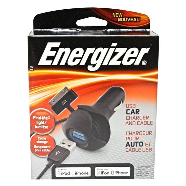 Premium Energizer USB Car Charger & Classic Apple Cable (Energizer PC-1CACAP 11333)