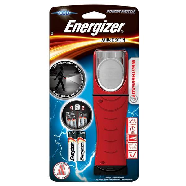 Red - All In One - 70 Lumens - LED - Weatheready | Eveready Flashlight (Batteries Included) (Eveready WR 4AA ALL IN ONE LT WB 12943)