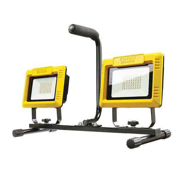27.5 In. - 60 watt - 5,000K - Daylight - Yellow/Black - Aluminum - Plug-In - Tripod | Feit Electric LED Work Light (Feit Electric WORK6000XLTPPLUG 72601)