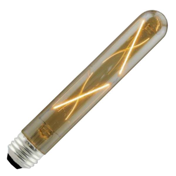 3.5 watt - 120 volt - T10 - Medium Screw (E26) Base - 2,000K - Warm White - Nostalgic Tube - Amber - Dimmable | Green Creative LED Filament Light Bulb (Green Creative 3.5FT10DIM/820/A/R 36076)