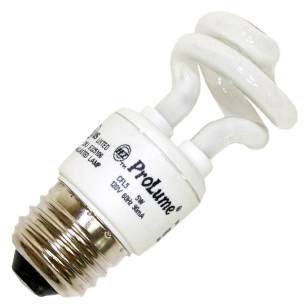 5 watt - 120 volt - T2 - Medium Screw (E26) Base - 5,000K - Daylight - ProLume - Mini Twist / Spiral | Halco Compact Fluorescent Light Bulb (Halco CFL5/50 45018)