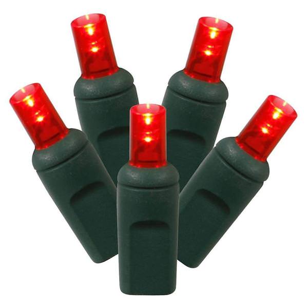 50 Light - 25.5' - Green Wire - Red - Steady Burn | Kurt S. Adler LED Christmas Light Set (Kurt S. Adler UL4100R 40319)