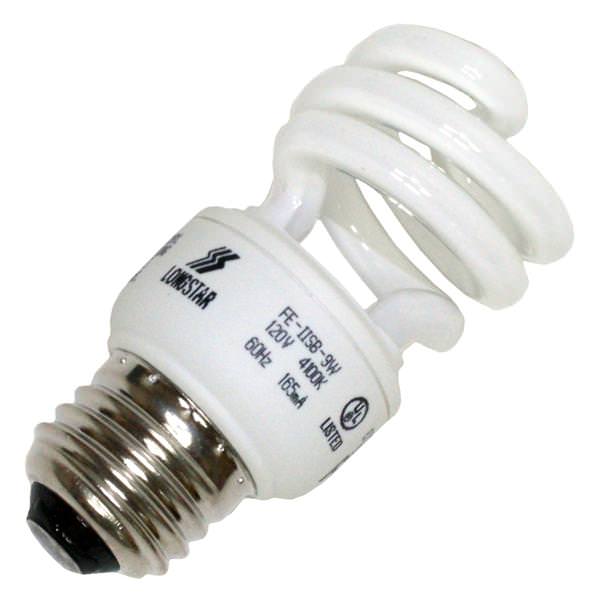 9 watt - 120 volt - T2 - Medium Screw (E26) Base - 4,100K - Cool White - Mini Twist / Spiral | LongStar Compact Fluorescent Light Bulb (LongStar FE-IISB-9W/41K 00085)
