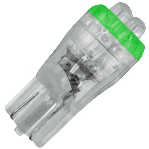 0.8 watt - 12/14 volt - 60mA - T3.25 - Wedge Base - Green | Norman LED Miniature / Automotive Light Bulb (Norman W904-14G 31453)