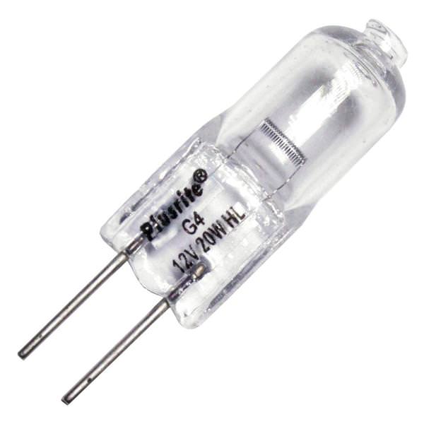 20 watt - 12 volt - T3 - Bi-Pin (G4) Base - 2,850K - Warm White - Clear - Low Voltage | Plusrite Halogen Incandescent Light Bulb (Plusrite JC20/CL/G4 3302 03302)