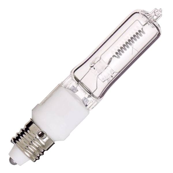 250 watt - 120 volt - T4.5 - Miniature Candelabra Screw (E11) Base - 2,900K - Warm White - Clear - UV-Filter | Halogen Incandescent Light Bulb (Satco 250Q/CL 120V T4 MINI-CAN S3109 03109)
