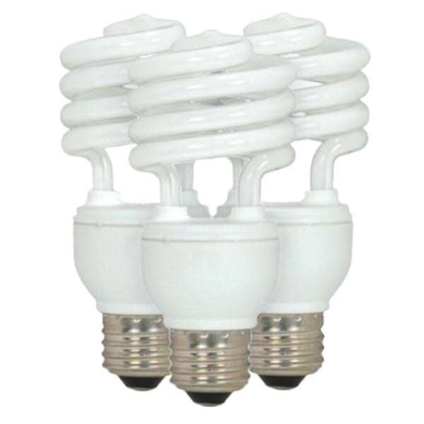 18 watt - 120 volt - T2 - Medium Screw (E26) Base - 2,700K - Warm White - Mini Twist / Spiral | Satco Compact Fluorescent Light Bulb (3 pack) (Satco 18T2/27 S5541 05541)