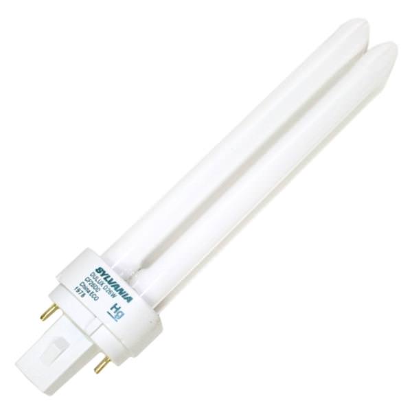 26 watt - T4 - 2-Pin (G24d-3) Base - 2,700K - Warm White - 800 Series - Double Tube - Dulux D - Ecologic | Sylvania Compact Fluorescent Light Bulb (Sylvania CF26DD/827/ECO 21113)