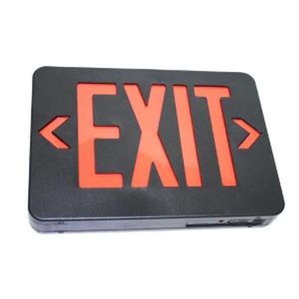 2.4 watt - 120/277 volt - LED - Black Panel / Red Letters - Universal | TCP Exit Sign with Battery Backup (TCP 22747 09118)