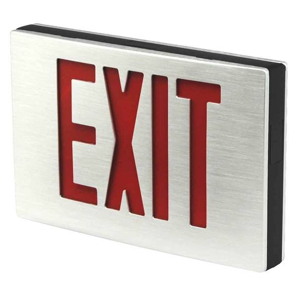 120/277 volt - Aluminum Panel / Red Letters - Aluminum - LED - 1 or 2 Sided - Universal Mount | TCP Exit Light Sign with Universal Battery Backup (TCP 26D93 26193)