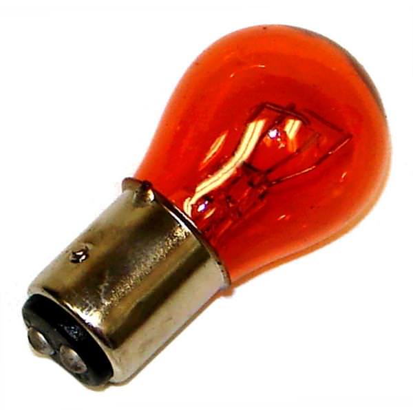 #1157NA - 26.88 watt - 2.1 amp - 12.8 volt - S8 - Double Contact Bayonet (BAY15d) Base - Amber | Satco Incandescent Miniature / Automotive Light Bulb (Satco 1157NA S6958 06958)