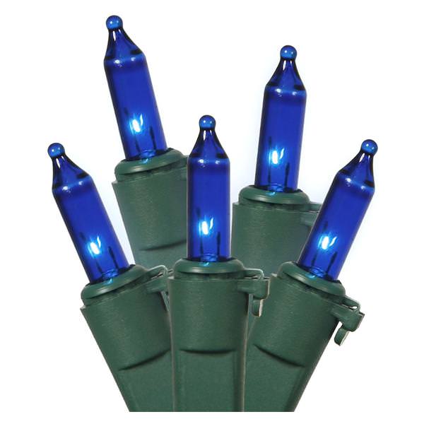 100 Light - 22.75' - Green Wire - Blue - Miniature | Brite Star Christmas Light String Set (Brite Star 100 Lt STRING TO STRING LIGHT SET, BLUE, GREEN WIRE 37343)