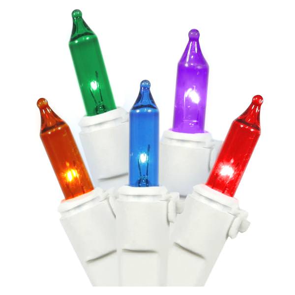20 Light - White Wire - Multi-Color - Miniature | LiteSource Christmas Light String Set (LiteSource MINIATURE SET 20LT AST WHITE WIRE 32309)