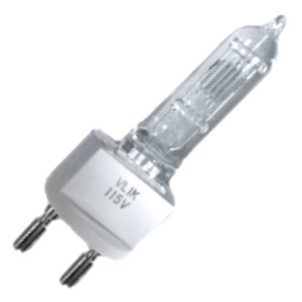 #VL1K-115V - 1,000 watt - 115 volt - T7 - Medium Bi-Post (G22) Base - 3,200K - Clear | Ushio Halogen Incandescent Projector Light Bulb (Ushio VL1K-115V 03248)