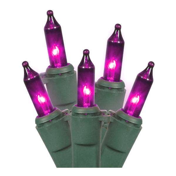 100 Light - 22.75' - Green Wire - Purple - Miniature | Brite Star Christmas Light String Set (Brite Star 100 Lt STRING TO STRING LIGHT SET, PURPLE, GREEN WIRE 37346)