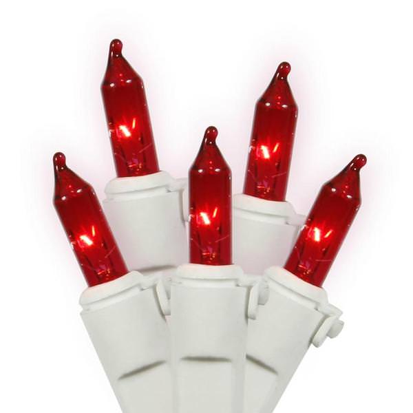 100 Light - 22.1' - White Wire - Red - Miniature | Brite Star Christmas Light String Set (Brite Star 100 Lt STRING TO STRING LIGHT SET, RED, WHITE WIRE 37372)