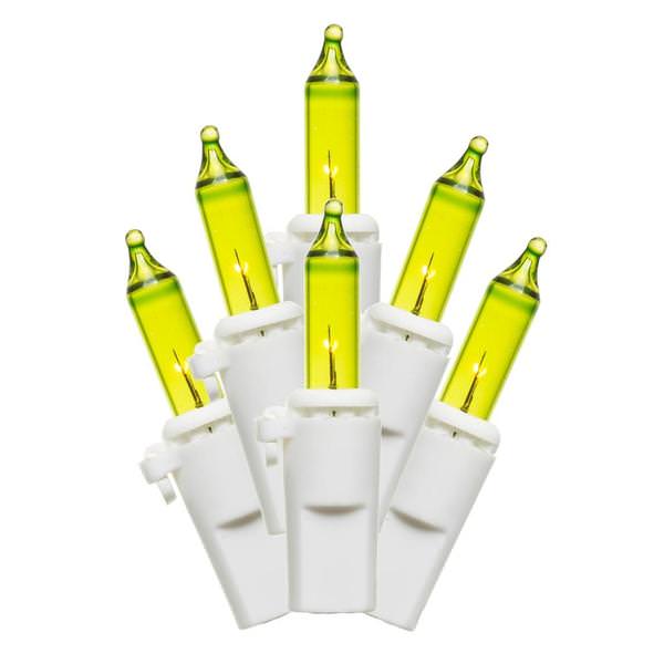100 Light - 33' - White Wire - Lime - Miniature | Vickerman Christmas Light String Set (Vickerman 100Lt Lime/WW Ec Lock Set 4