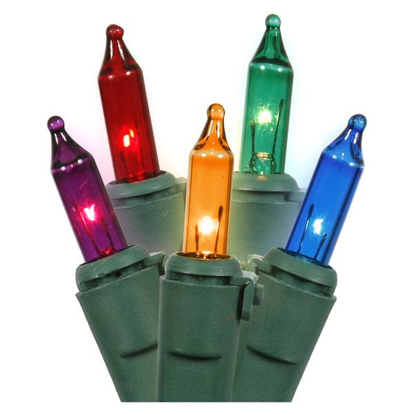 50 Light - 23' - Green Wire - Multi-Color - Miniature | Vickerman Christmas Light String Set (Vickerman MINIATURE SET 50LT AST (W5G0500) 66420)
